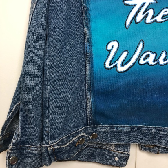 RIDE THE WAVE Custom Painted Denim Jacket - Picture 7 of 8